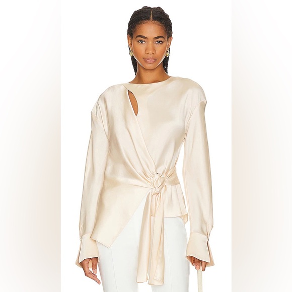 Simkhai Raffaella Knotted Long-Sleeve Top in Blush - Picture 2 of 7